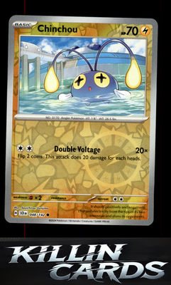 Reverse Holofoil Chinchou 048/142 Pokemon Common SV07: Stellar Crown Card NM