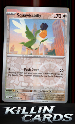 Reverse Holofoil Squawkabilly 160/182 Pokemon Common SV10: Destined Rivals Card