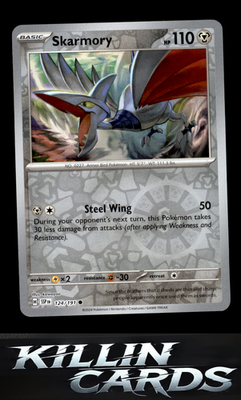 Reverse Holofoil Skarmory - 124/191 124/191 Pokemon Common SV08: Surging Sparks