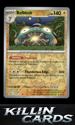 Reverse Holofoil Bellibolt - 078/197 078/197 Pokemon Uncommon SV03: Obsidian Fla
