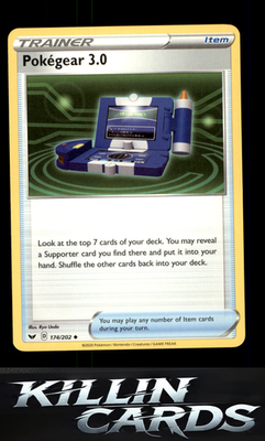 Pokegear 3.0 174/202 Pokemon Uncommon SWSH01: Sword & Shield Base Set Card NM