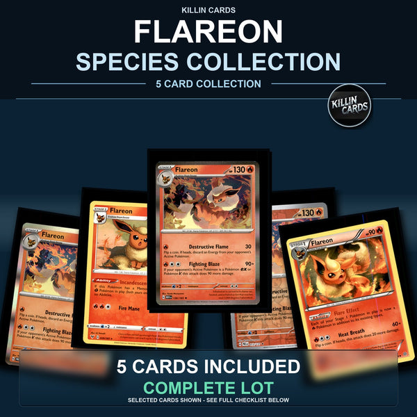 Pokemon TCG Flareon Species Collection 5 Different Cards