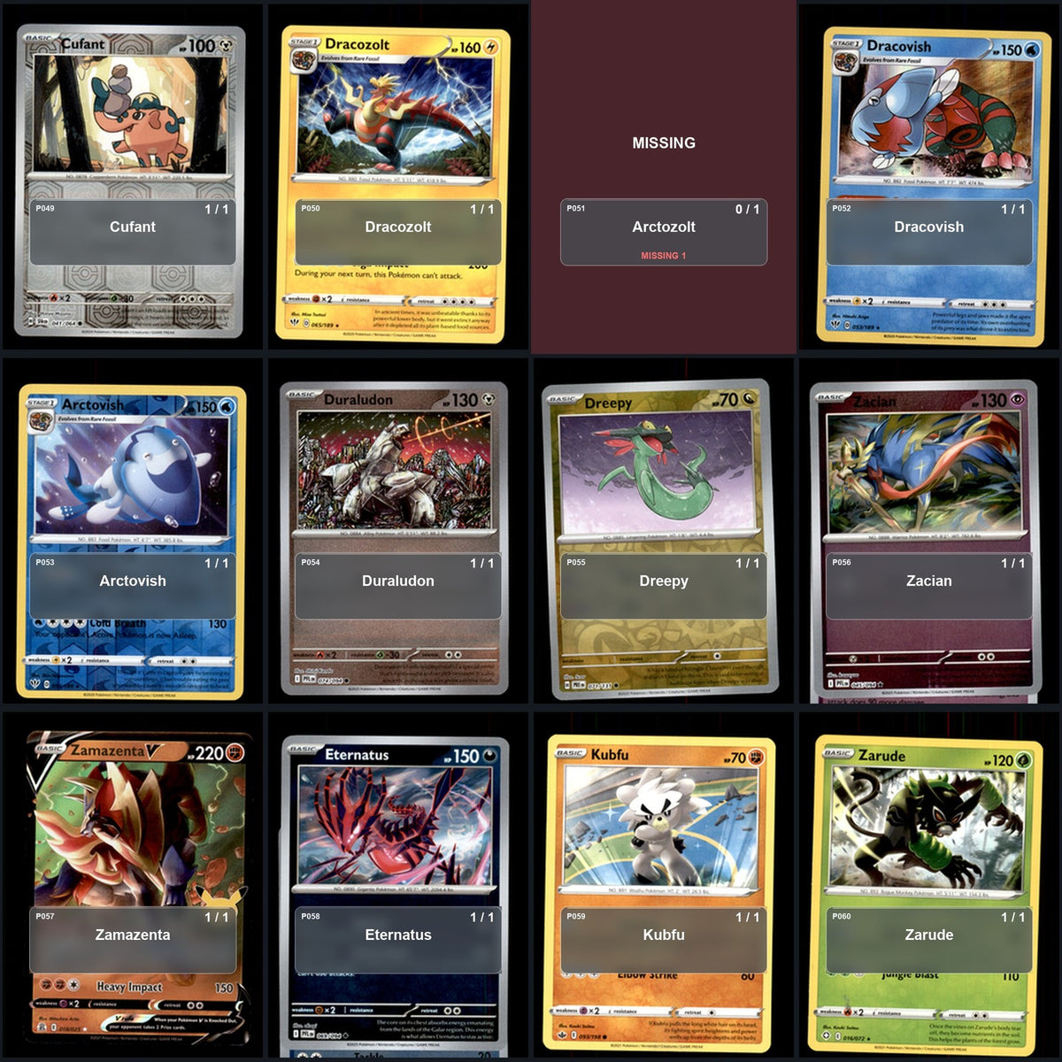 Pokemon TCG Generation 8 Galar Pokemon Pokedex Set 86 Cards Collection