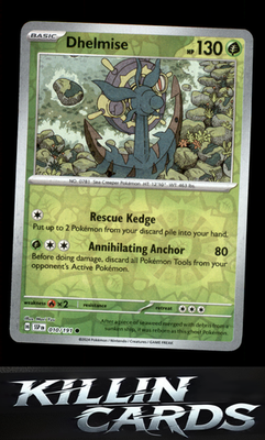 Reverse Holofoil Dhelmise 010/191 Pokemon Common SV08: Surging Sparks Card NM