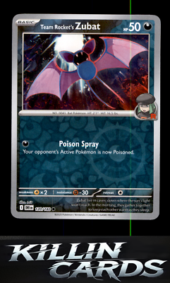 Reverse Holofoil Team Rocket's Zubat 120/182 Common SV10: Destined Rivals NM