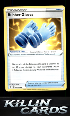 Rubber Gloves 156/203 Pokemon Uncommon SWSH07: Evolving Skies Card NM