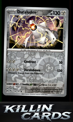 Reverse Holofoil Duraludon 129/191 Pokemon Common SV08: Surging Sparks Card NM