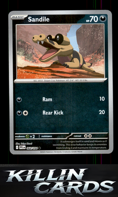 Reverse Holofoil Sandile 064/094 Pokemon Common ME02: Phantasmal Flames Card NM