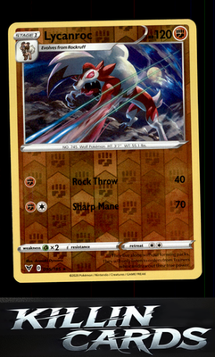 Reverse Holofoil Lycanroc 095/185 Pokemon Rare SWSH04: Vivid Voltage Card NM