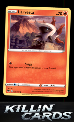 Larvesta 029/189 Pokemon Common SWSH03: Darkness Ablaze Card NM