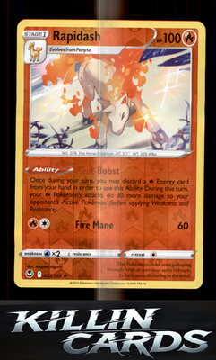 Reverse Holofoil Rapidash 022/195 Pokemon Holo Rare SWSH12: Silver Tempest Card