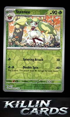 Reverse Holofoil Steenee 009/182 Pokemon Uncommon SV04: Paradox Rift Card NM