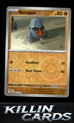 Reverse Holofoil Nosepass 097/182 Pokemon Common SV10: Destined Rivals Card NM