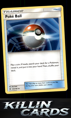 Poke Ball 125/149 Pokemon Uncommon SM Base Set Card NM