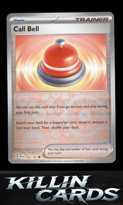 Reverse Holofoil Call Bell 165/191 Pokemon Uncommon SV08: Surging Sparks Card NM