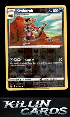 Reverse Holofoil Krokorok 112/195 Pokemon Uncommon SWSH12: Silver Tempest Card N