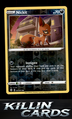 Reverse Holofoil Nickit 047/072 Pokemon Common Shining Fates Card NM