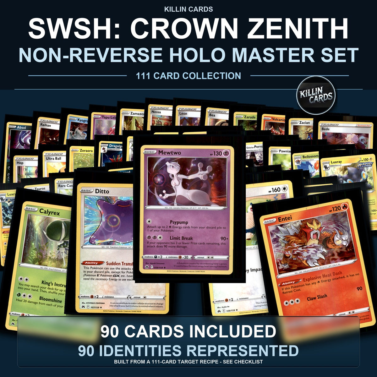 Pokemon TCG SWSH: Crown Zenith C/UC/R Standard Set 90 Cards