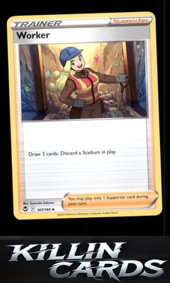 Worker 167/195 Pokemon Uncommon SWSH12: Silver Tempest Card NM
