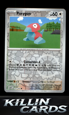 Reverse Holofoil Porygon 137/165 Pokemon Common SV: Scarlet & Violet 151 Card NM