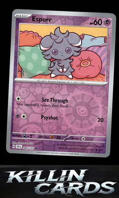Reverse Holofoil Espurr 084/191 Pokemon Common SV08: Surging Sparks Card NM