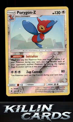 Reverse Holofoil Porygon-Z 105/147 Pokemon Holo Rare SM - Burning Shadows Card N