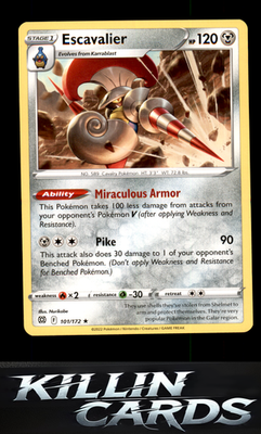 Escavalier 101/172 Pokemon Rare SWSH09: Brilliant Stars Card NM