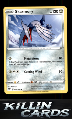 Skarmory 120/189 Pokemon Common SWSH03: Darkness Ablaze Card NM
