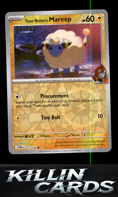 Reverse Holofoil Team Rocket's Mareep 072/182 Common SV10: Destined Rivals NM