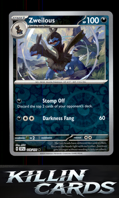 Reverse Holofoil Zweilous 118/191 Pokemon Common SV08: Surging Sparks Card NM