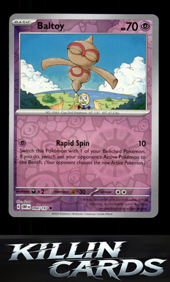 Reverse Holofoil Baltoy 094/197 Pokemon Common SV03: Obsidian Flames Card NM