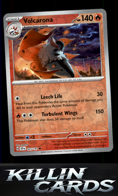 Reverse Holofoil Volcarona 025/191 Pokemon Common SV08: Surging Sparks Card NM