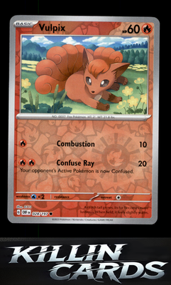 Reverse Holofoil Vulpix 028/197 Pokemon Common SV03: Obsidian Flames Card NM