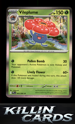 Vileplume 003/094 Pokemon Rare ME02: Phantasmal Flames Card NM