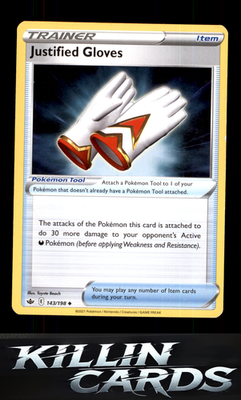 Justified Gloves 143/198 Pokemon Uncommon SWSH06: Chilling Reign Card NM