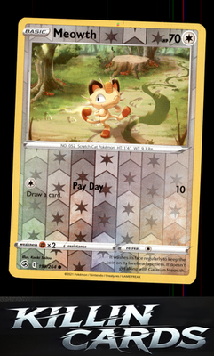 Reverse Holofoil Meowth 199/264 Pokemon Common SWSH08: Fusion Strike Card NM