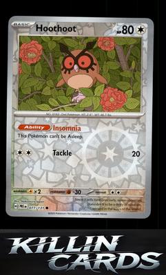 Reverse Holofoil Hoothoot 077/131 Pokemon Common SV: Prismatic Evolutions Card N