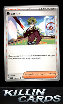 Brassius 187/197 Pokemon Uncommon SV03: Obsidian Flames Card NM