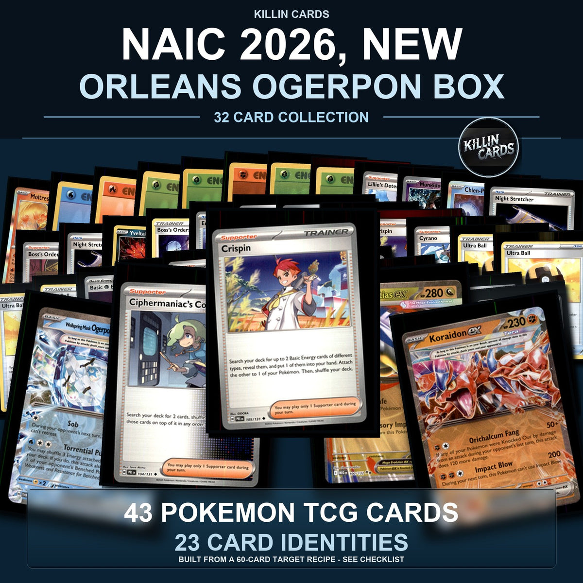 Partial Pokemon TCG NAIC 2026, New Orleans Ogerpon Box Decklist 43 Cards Deck