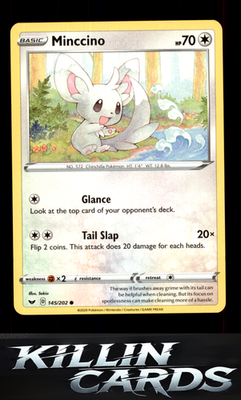 Minccino (145) 145/202 Pokemon Common SWSH01: Sword & Shield Base Set Card NM