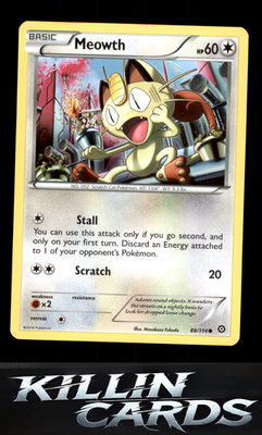 Meowth 88/114 Pokemon Common XY - Steam Siege Card NM