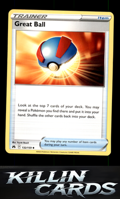 Great Ball 132/159 Pokemon Uncommon SWSH: Crown Zenith Card NM