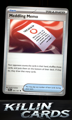 Meddling Memo 181/191 Pokemon Uncommon SV08: Surging Sparks Card NM