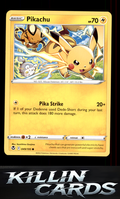 Pikachu 049/195 Pokemon Common SWSH12: Silver Tempest Card NM
