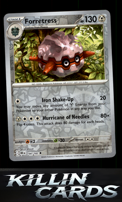 Reverse Holofoil Forretress 140/182 Pokemon Uncommon SV10: Destined Rivals Card