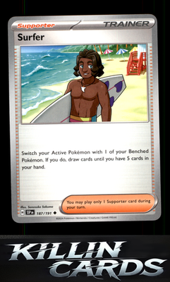 Surfer - 187/191 187/191 Pokemon Uncommon SV08: Surging Sparks Card NM
