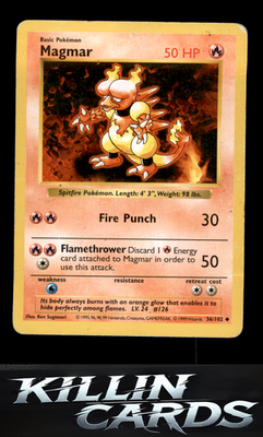 Magmar 036/102 Pokemon Uncommon Base Set (Shadowless) Card DM