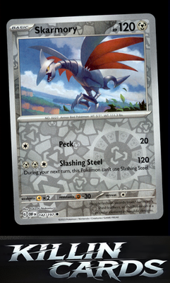 Reverse Holofoil Skarmory 142/197 Pokemon Uncommon SV03: Obsidian Flames Card NM