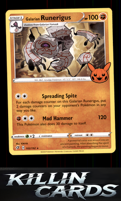 Galarian Runerigus 102/192 Pokemon Rare SWSH02: Rebel Clash Card NM