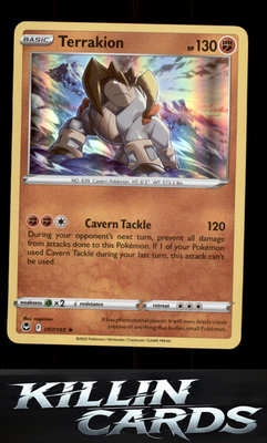 Terrakion 097/195 Pokemon Holo Rare SWSH12: Silver Tempest Card NM